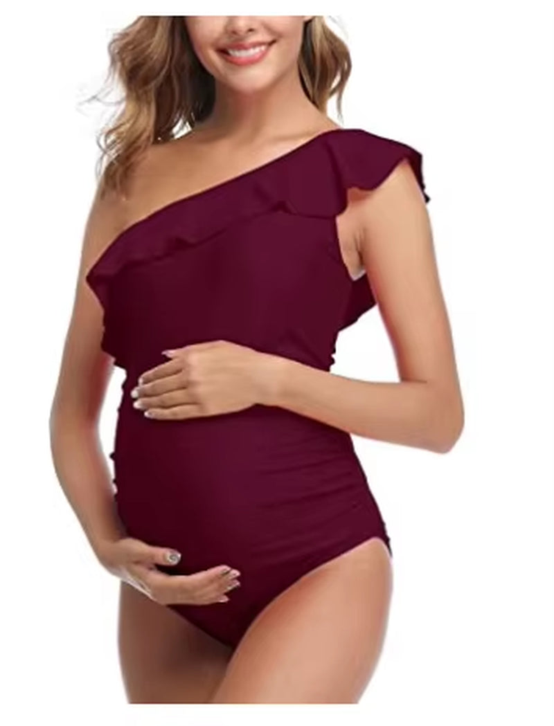 2023 Maternity Swimwear One Piece Swimsuit Beachwear Solid Summer Swimwear Women