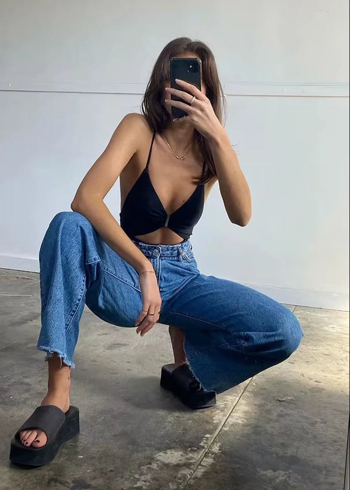 Casual Fashion Straight Leg Women'S Jeans Denim Bottom Harajuku Boyfriend Long High Waist Baggy Jeans Fall Pants