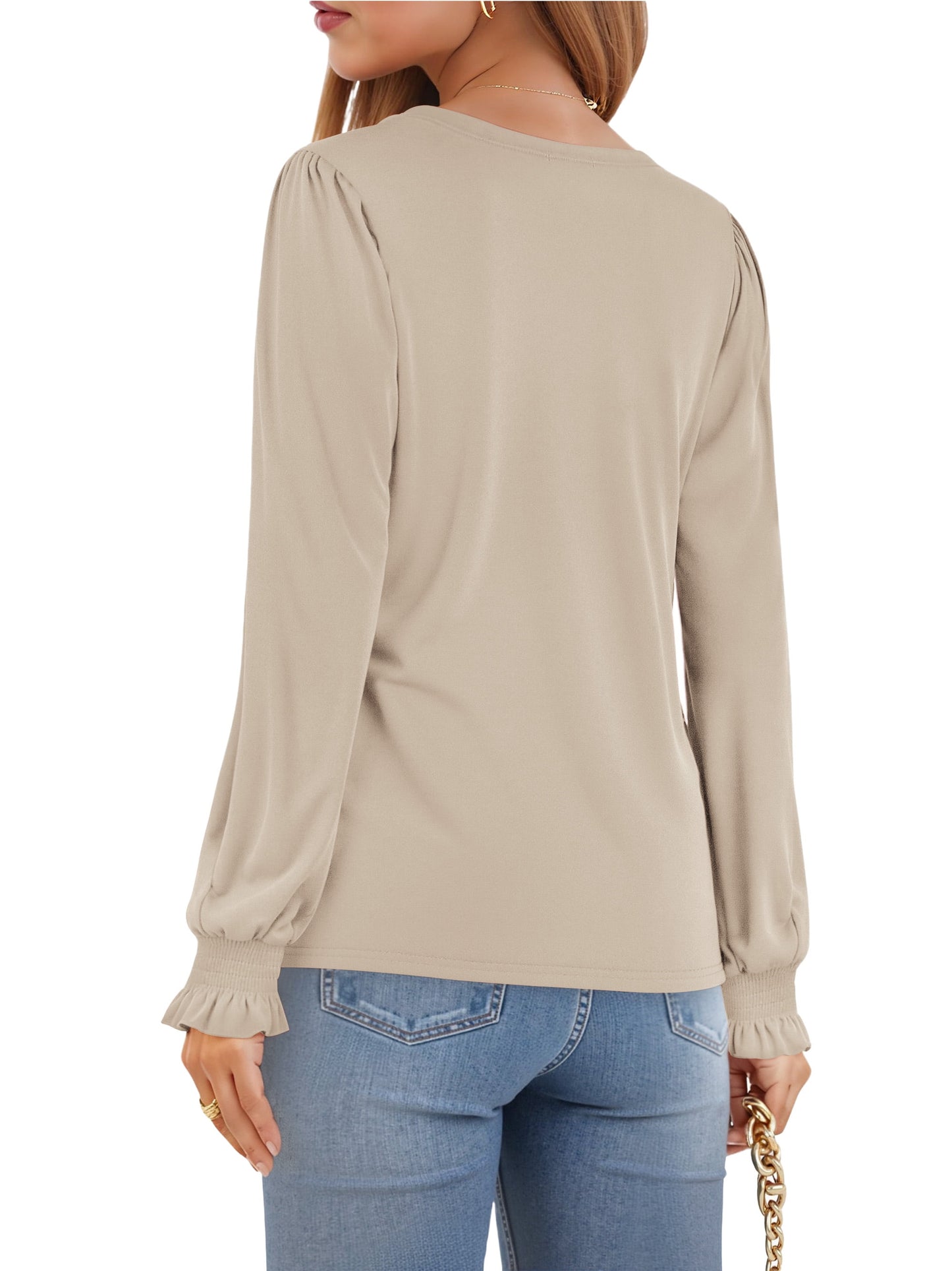 Blouses for Women Dressy Puff Sleeve Tunic Tops Casual Fall Shirts