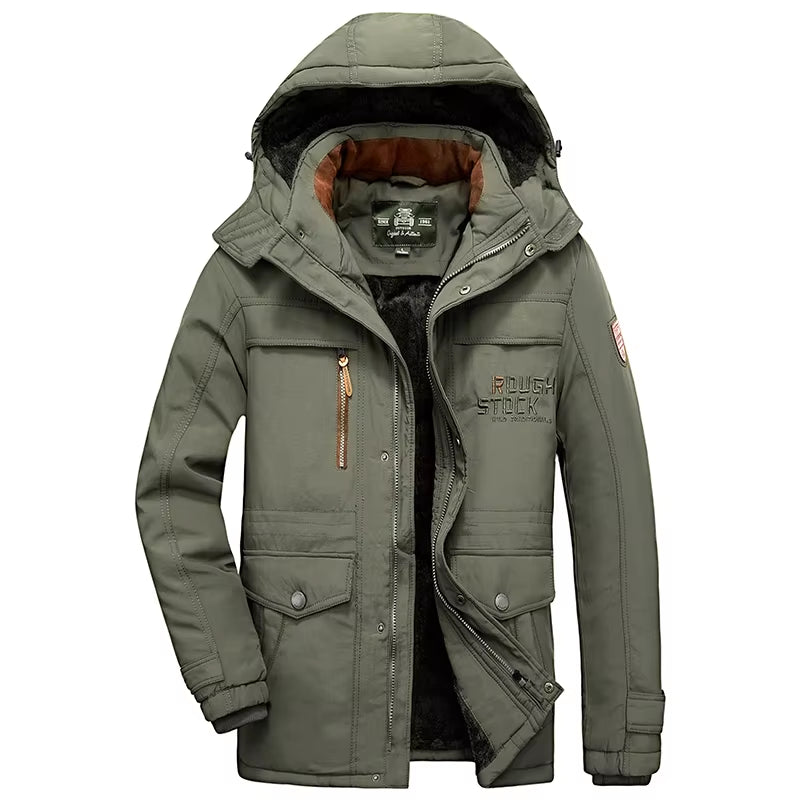 New Brand Men'S Casual Jacket Fashion Thick Winter Parkas Male Fur Trench Overcoat Heated Warm Jackets Coats Parka Men