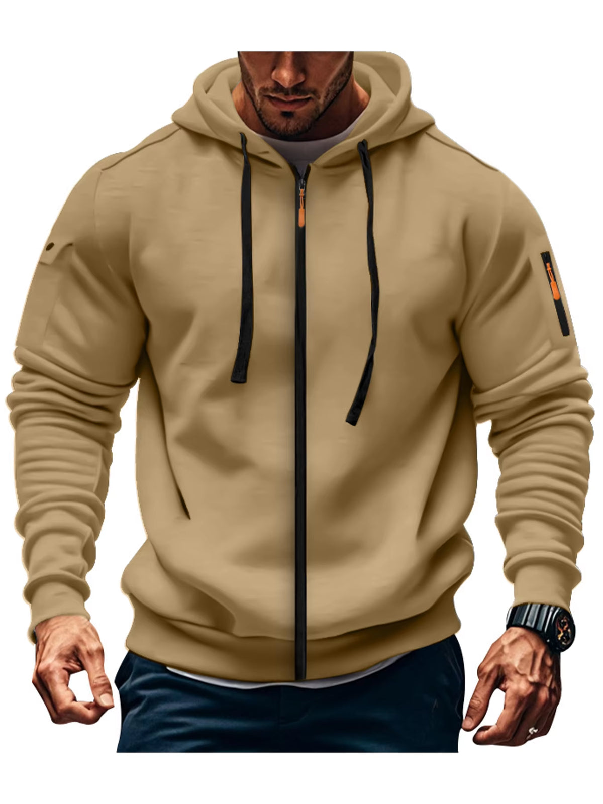 Men'S Autumn Winter New Hoodies Long Sleeve Sweatshirt Zipper Design Hooded Sweatshirt for Men Sportswear Slim Fit Casual Jacket