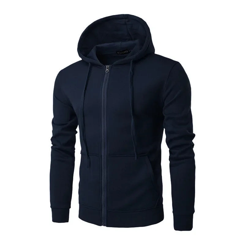 Men'S Fashion Fleece Loose Casual Zipper Hoodie Suitable for Spring and Autumn Wear