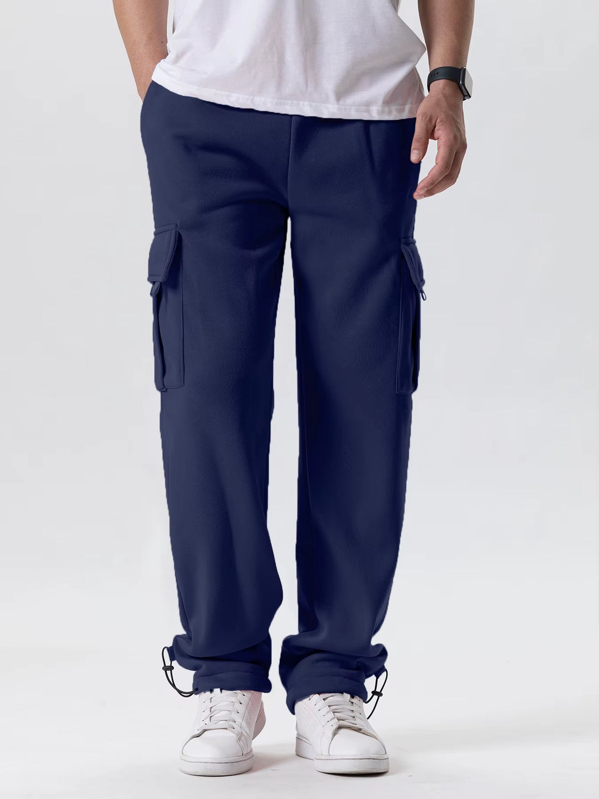 Mens Sweatpants Straight Fit Joggers for Sports and Streetwear Loose Oversized Drawstring Long Pants Men Multi-Pocket Pants