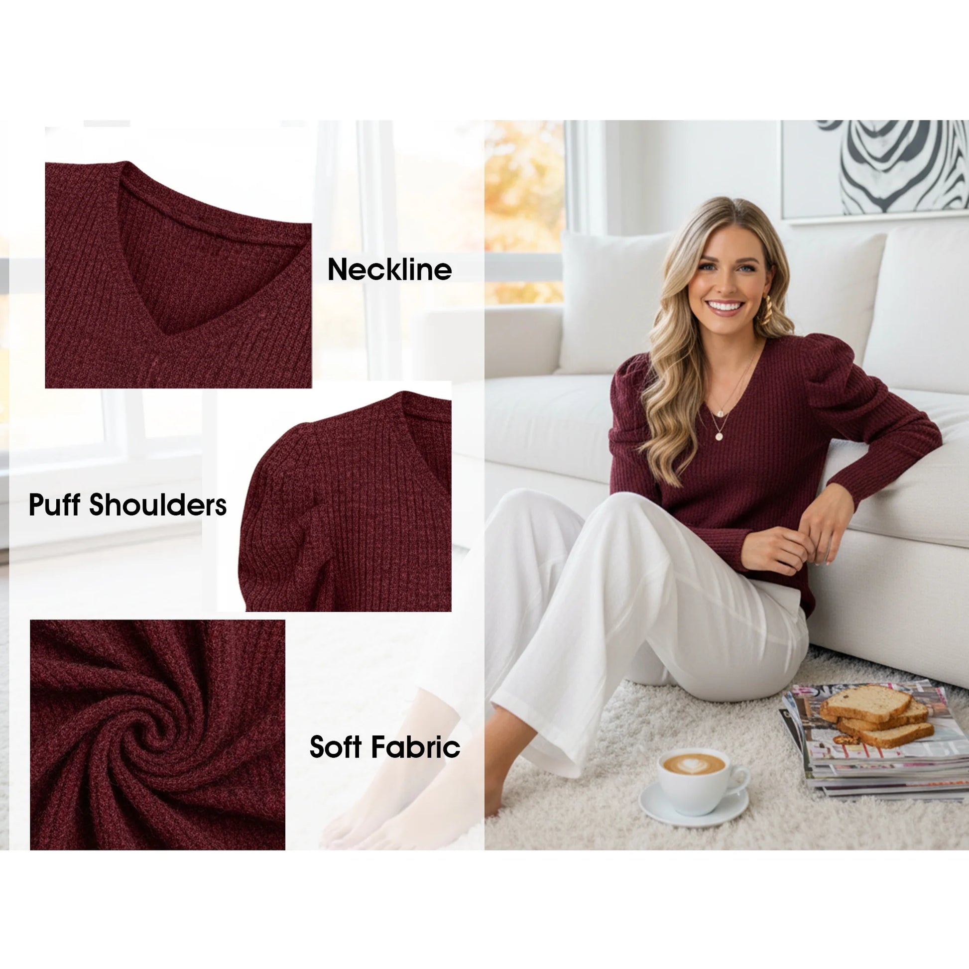 Long Sleeve Shirts for Women V Neck Casual Tunic Tops Lightweight Pullover Dark Gray-X-Large