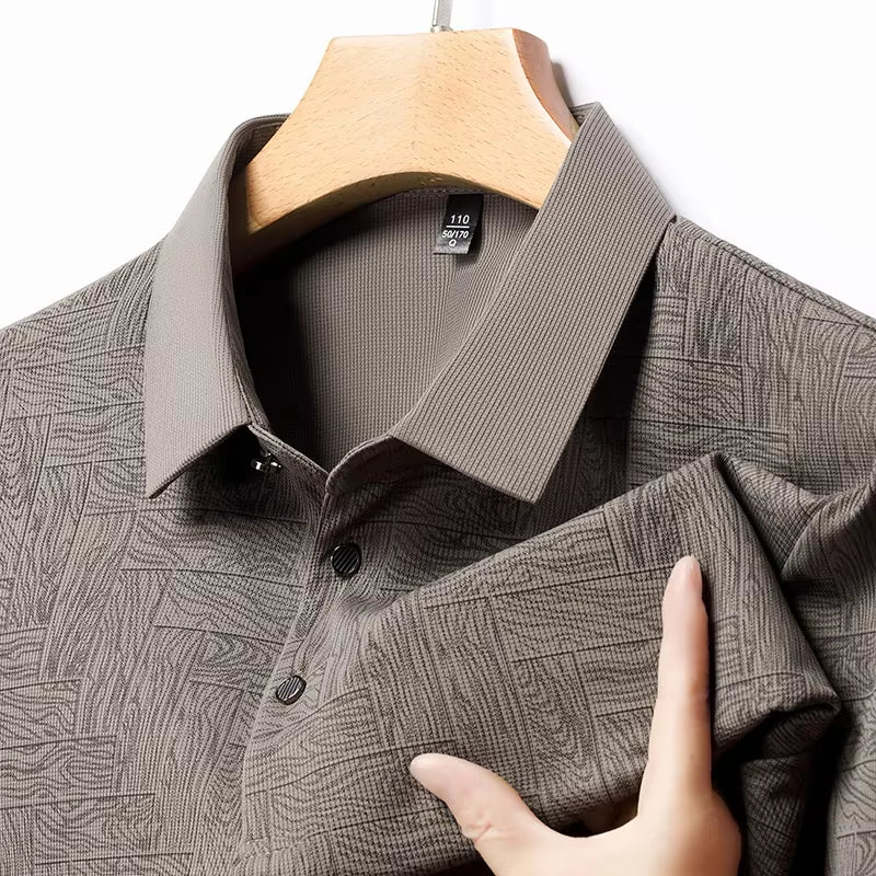 2024 Summer New Men'S Business Print Short Sleeved POLO Shirt Comfortable and Cool Casual Fashion T-Shirt