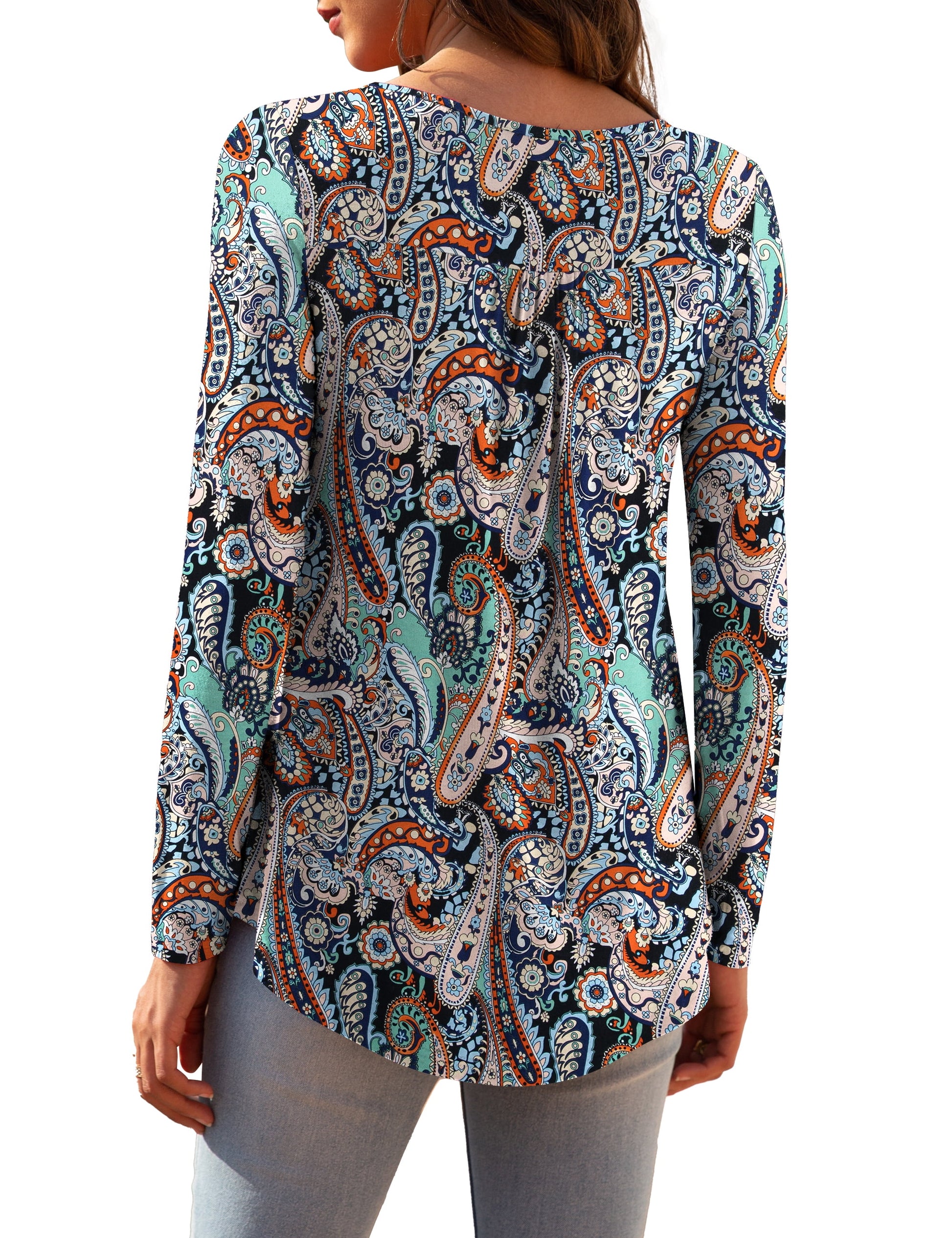 Women'S plus Size Tunic Tops Long Sleeve V Neck Casual Blouses M-4X