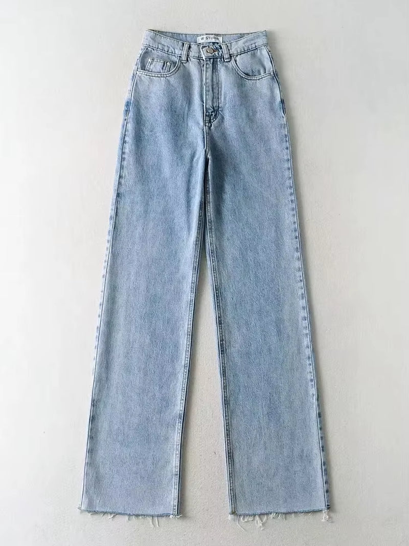 Casual Fashion Straight Leg Women'S Jeans Denim Bottom Harajuku Boyfriend Long High Waist Baggy Jeans Fall Pants