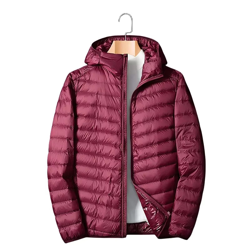UETEEY Autumn Winter down Jacket Men Ultra Light Windproof Waterproof anti Fouling Anti-Oil White Duck Portable Hooded Coat Male