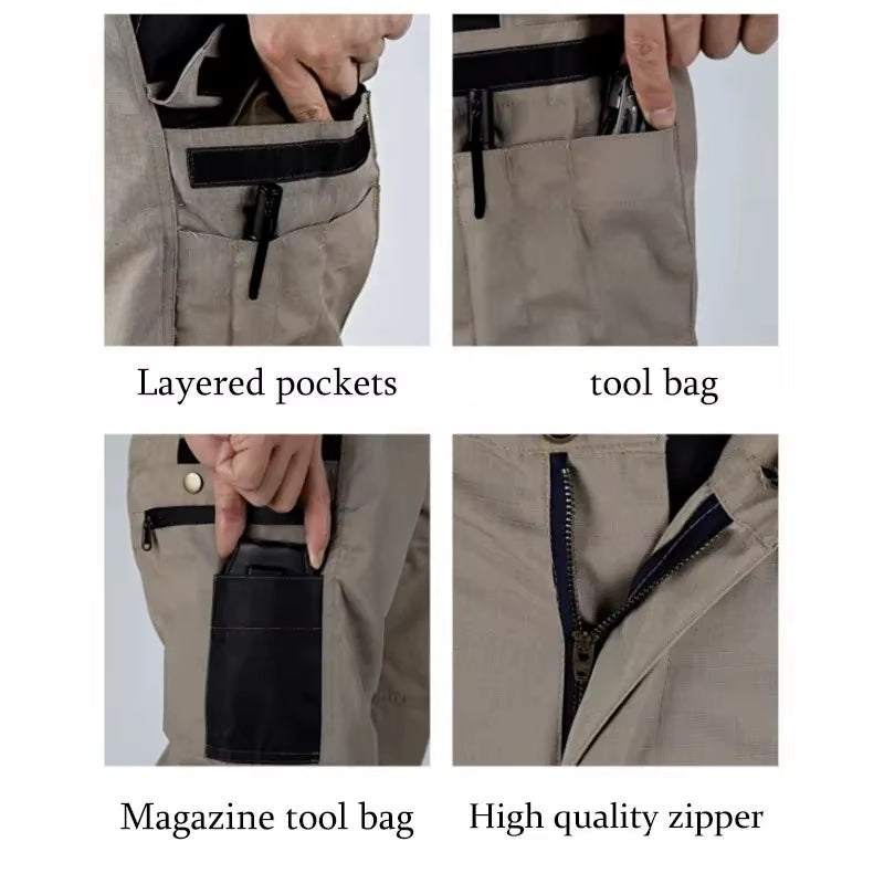 Wear Resistant Work Pant Man Multi-Pocket Straight Cargo Trousers Outdoor Jogging Tactical Pants Spring Autumn Casual Trousers