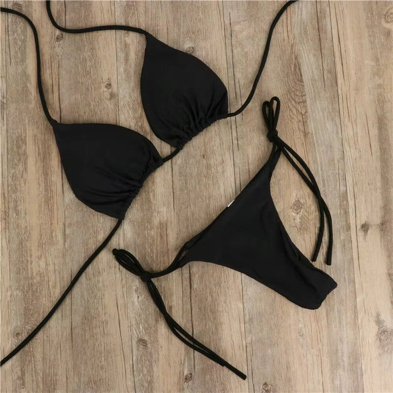 Summer Swimsuit Women Sexy Bikini Set Push-Up Padded Bra Thong Two Pieces Swimwear Beachwear Bathing Suit Female Sexy Swimsuits