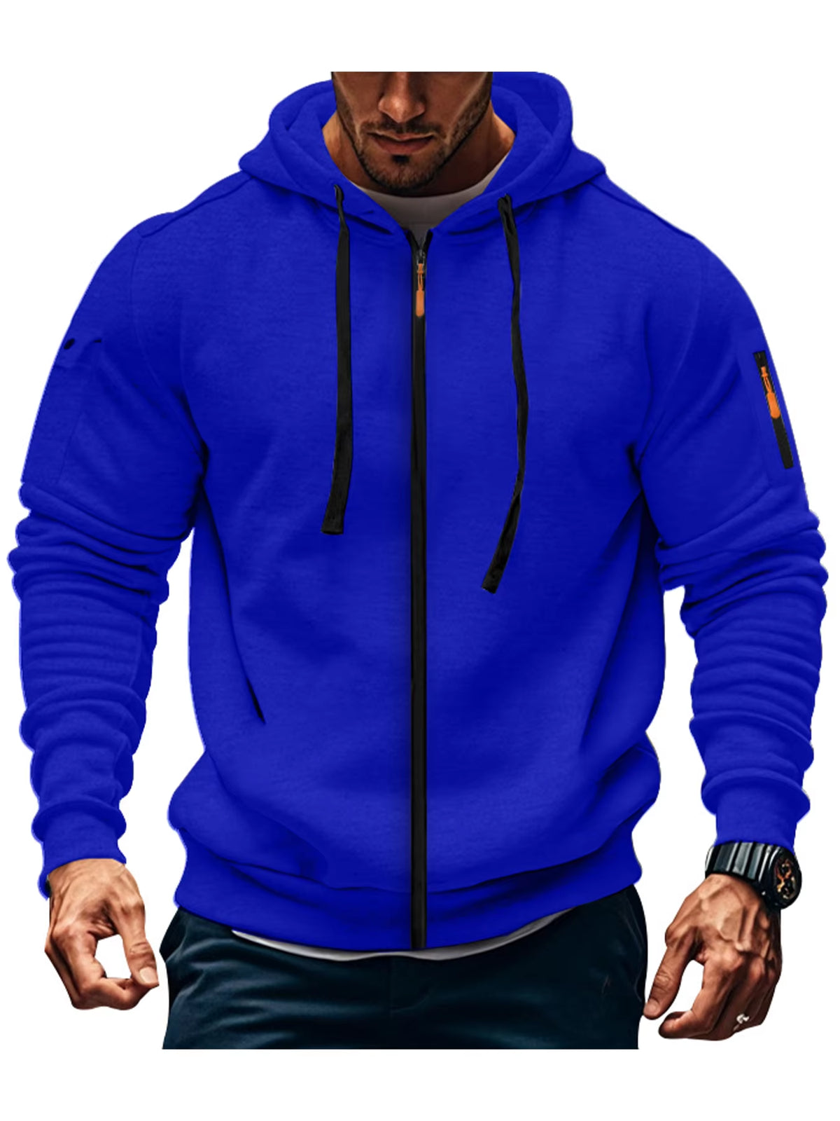 Men'S Autumn Winter New Hoodies Long Sleeve Sweatshirt Zipper Design Hooded Sweatshirt for Men Sportswear Slim Fit Casual Jacket