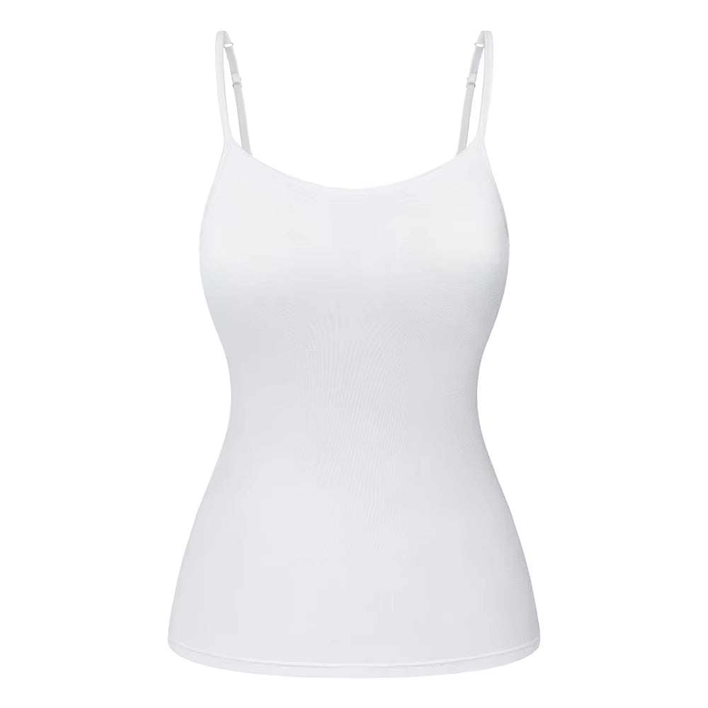 Women'S Cotton Camisole with Shelf Bra Adjustable Spaghetti Strap Tank Top Cami Tanks 2/3 Packs Shapewear Body Shaper