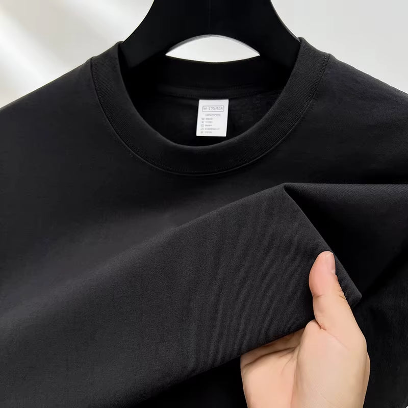 100% Pure Cotton Summer High-End Brand Men'S Short Sleeve round Neck Fashionable Style Half Sleeved Top Breathable T-Shirt
