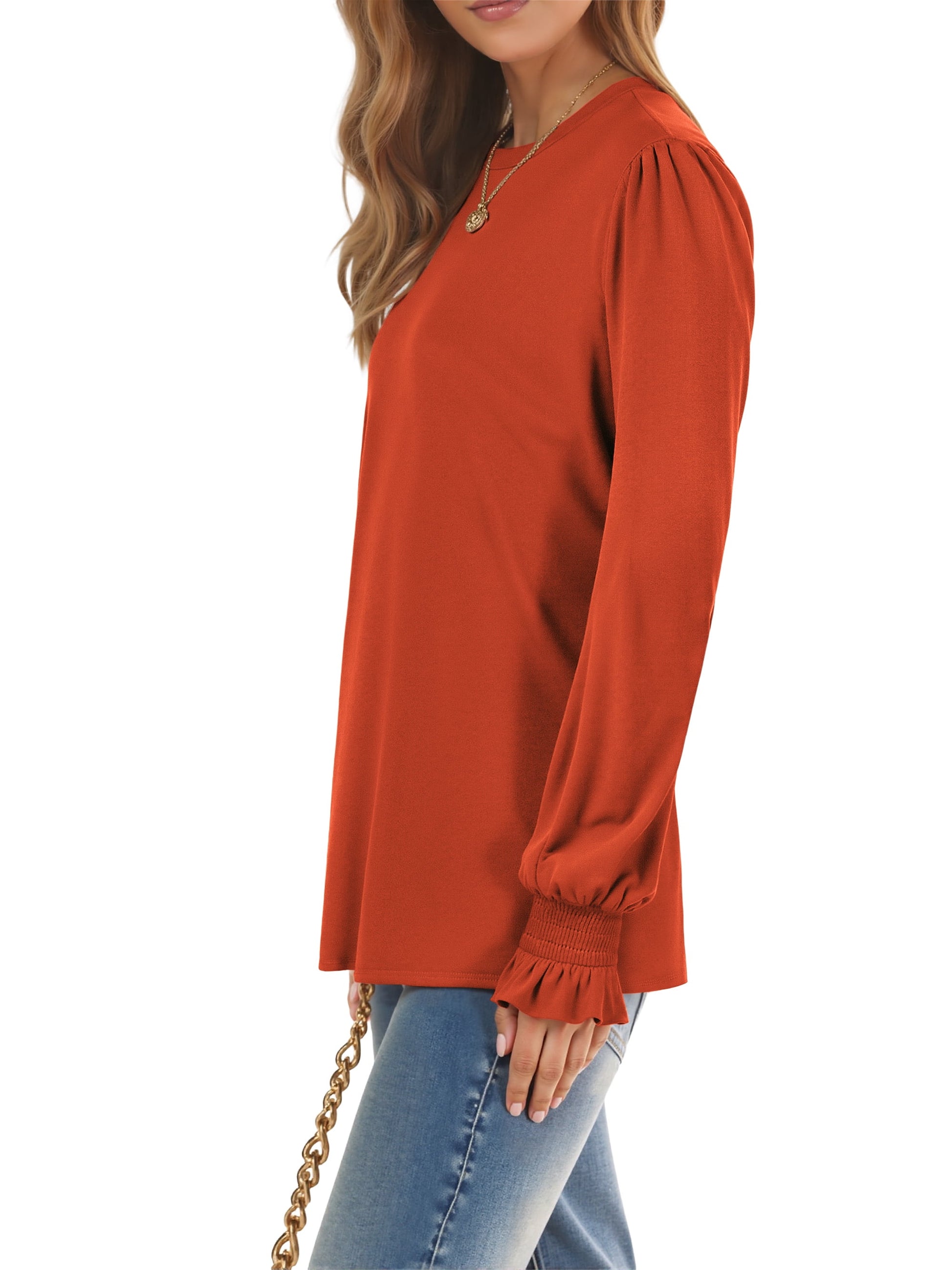 Blouses for Women Dressy Puff Sleeve Tunic Tops Casual Fall Shirts