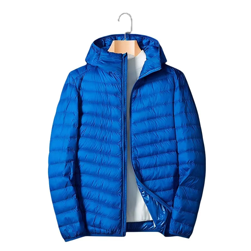 UETEEY Autumn Winter down Jacket Men Ultra Light Windproof Waterproof anti Fouling Anti-Oil White Duck Portable Hooded Coat Male