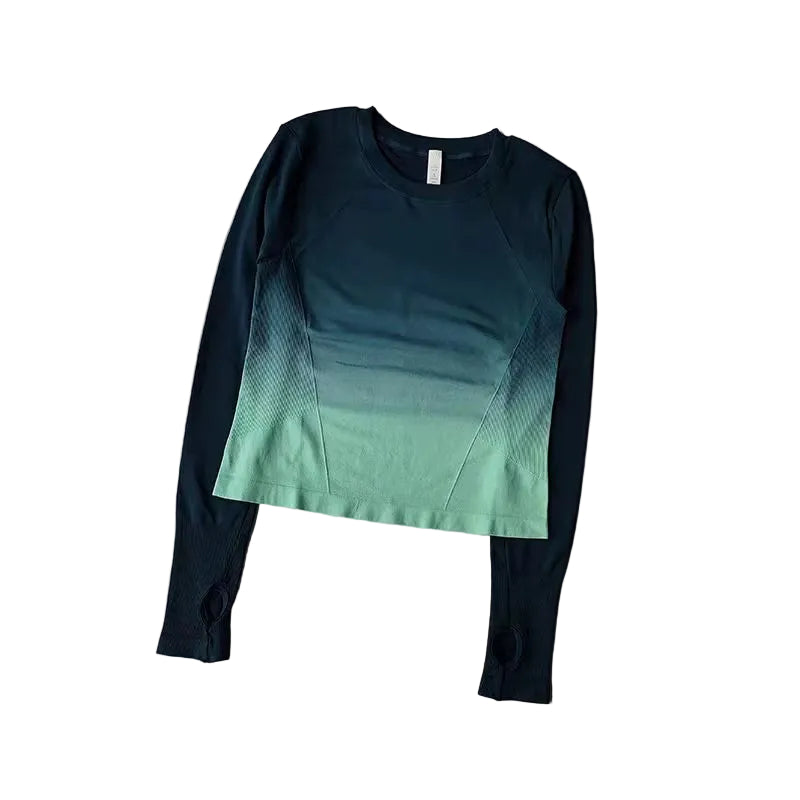 Women'S Long Sleeve Top Yoga Shirts Running T-Shirt Hanging Dye Fitness Sports Top Gym Sweatshirts Workout Tops Sports Shirts