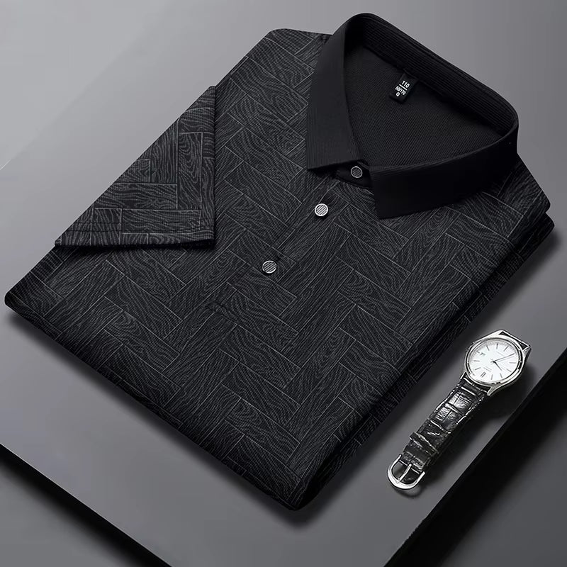 2024 Summer New Men'S Business Print Short Sleeved POLO Shirt Comfortable and Cool Casual Fashion T-Shirt