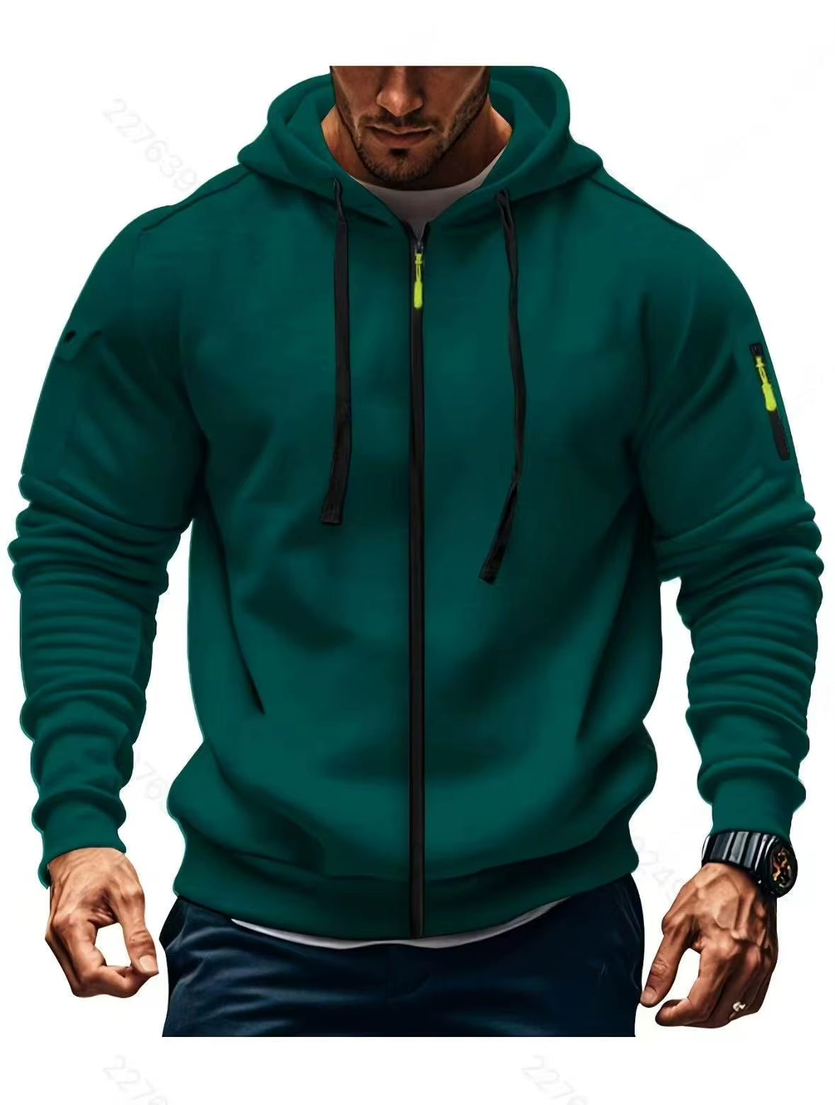 Men'S Autumn Winter New Hoodies Long Sleeve Sweatshirt Zipper Design Hooded Sweatshirt for Men Sportswear Slim Fit Casual Jacket