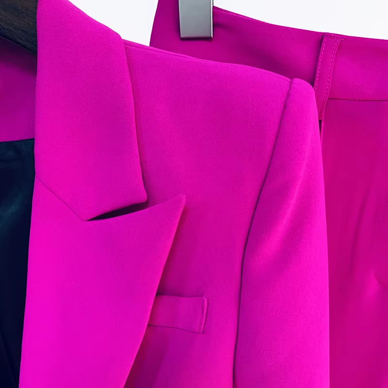HIGH STREET Newest 2026 Runway Designer Suit Set Women'S Single Button Blazer Flare Pants Suit