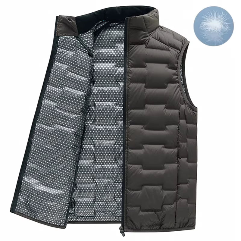 Men Winter New White Duck down Vest Men Warm Windproof Stand Collar Sleeveless Vest Men Ultralight Waterproof Waistcoat Male