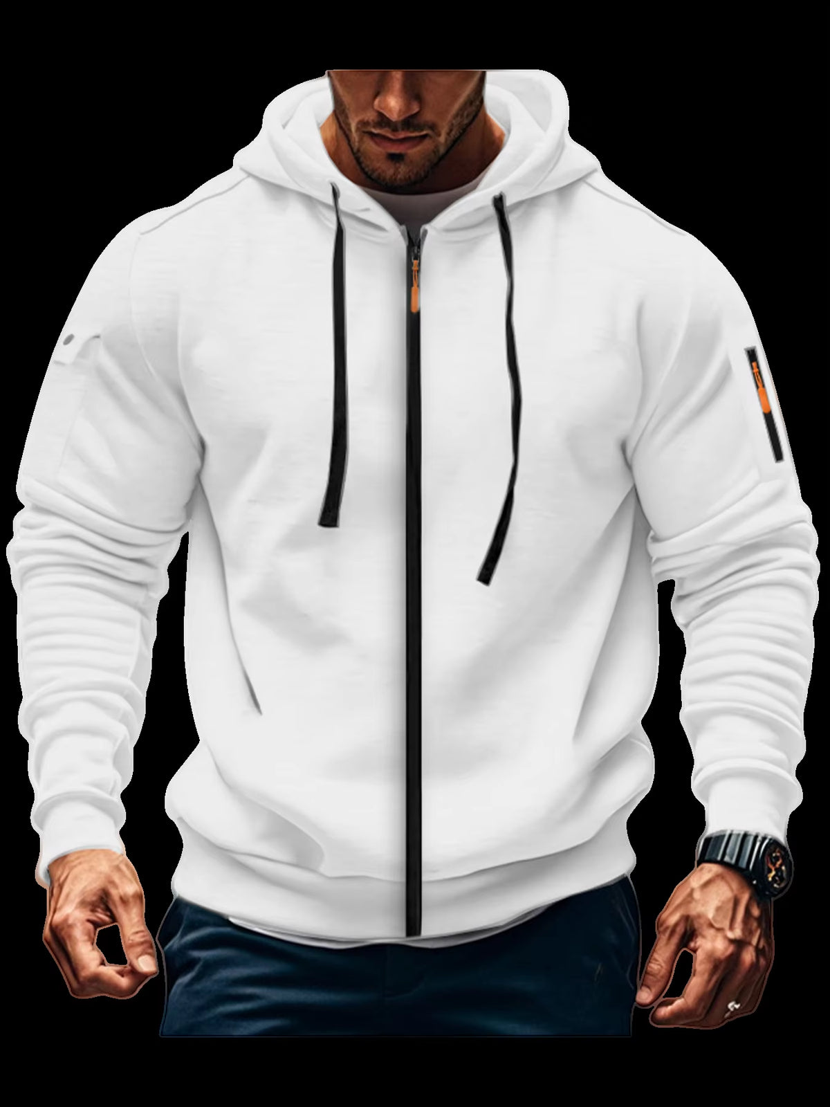 Men'S Autumn Winter New Hoodies Long Sleeve Sweatshirt Zipper Design Hooded Sweatshirt for Men Sportswear Slim Fit Casual Jacket