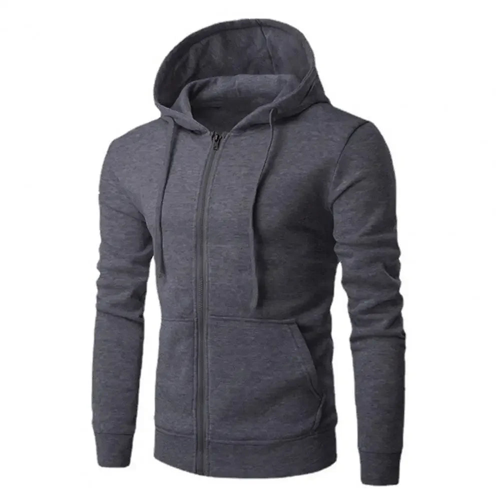 Men'S Fashion Fleece Loose Casual Zipper Hoodie Suitable for Spring and Autumn Wear