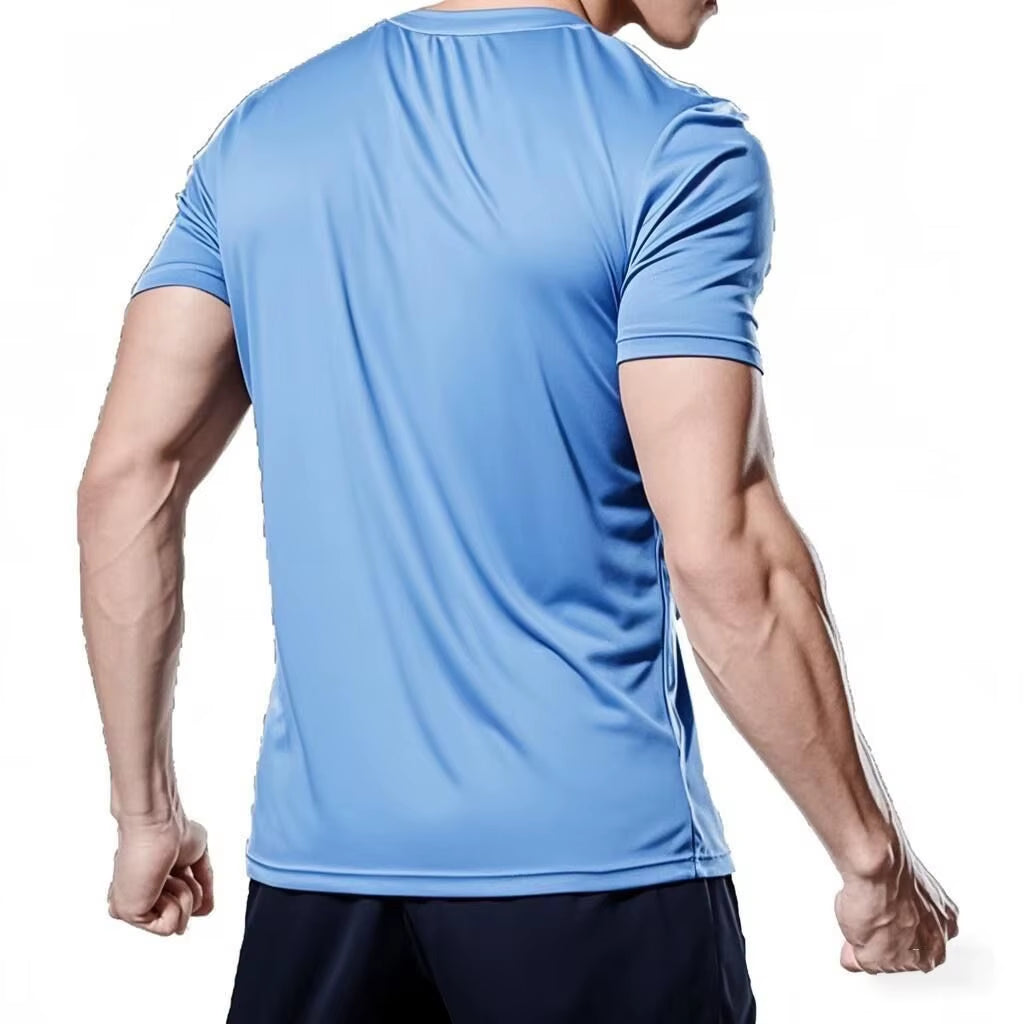 Men'S Running T-Shirt Summer Sport Tops Tee Jersey Male Football Clothing Quick Dry Tshirt Gym Fitness Workout T Shirt Men