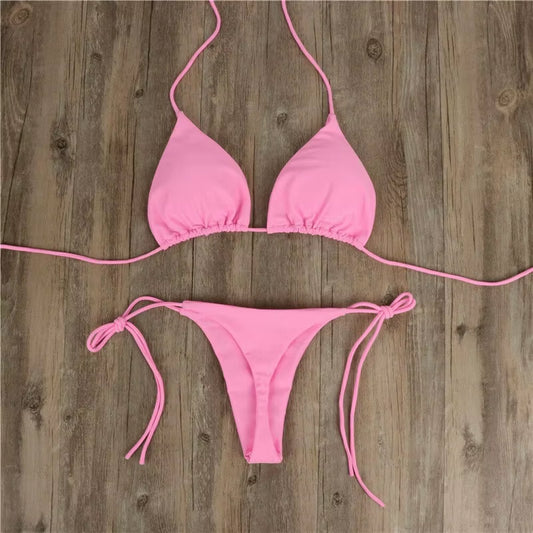 Summer Swimsuit Women Sexy Bikini Set Push-Up Padded Bra Thong Two Pieces Swimwear Beachwear Bathing Suit Female Sexy Swimsuits