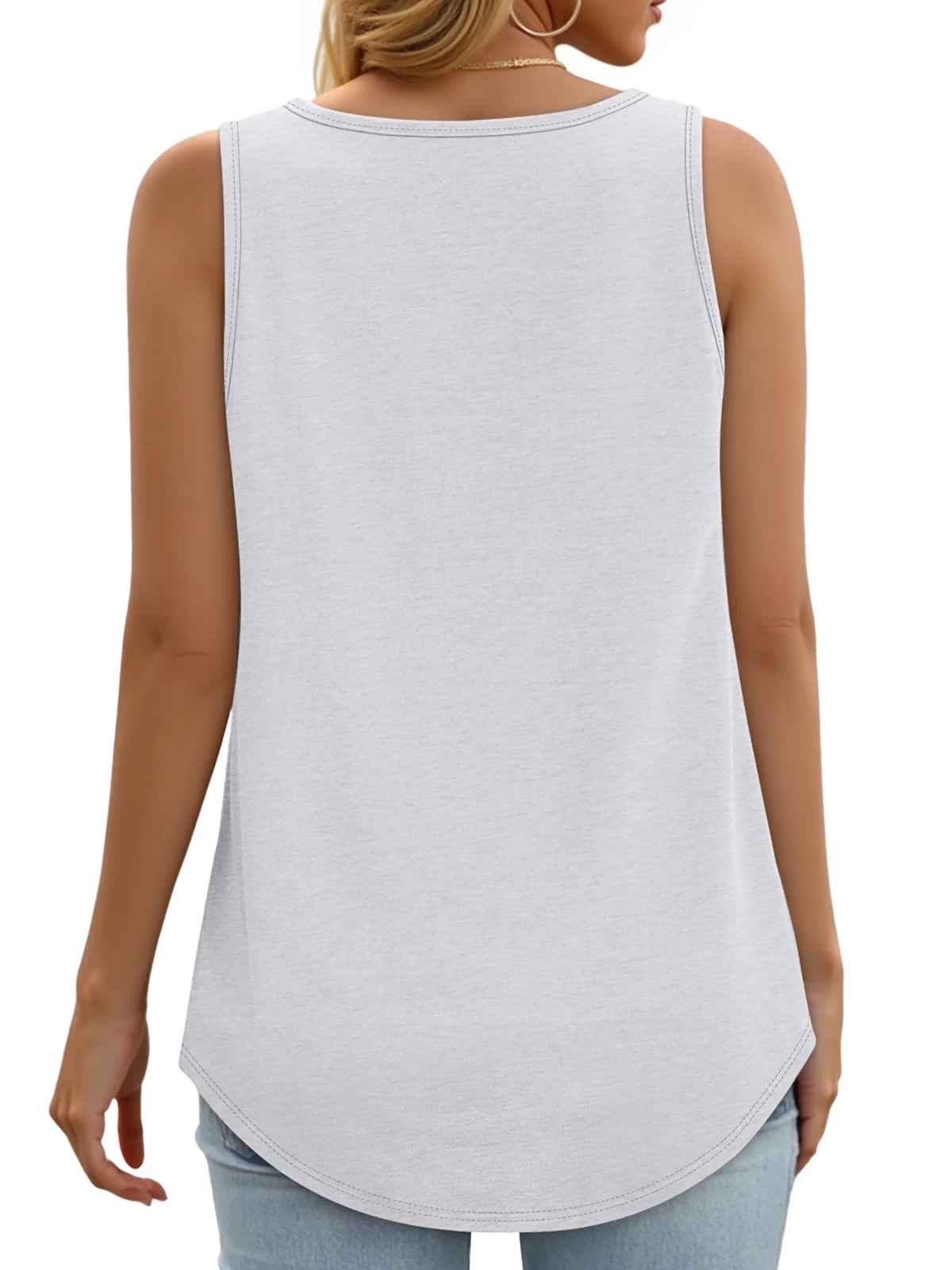 Summer Womens Tank Tops U Neck Casual Flowy Sleeveless Shirts for Women