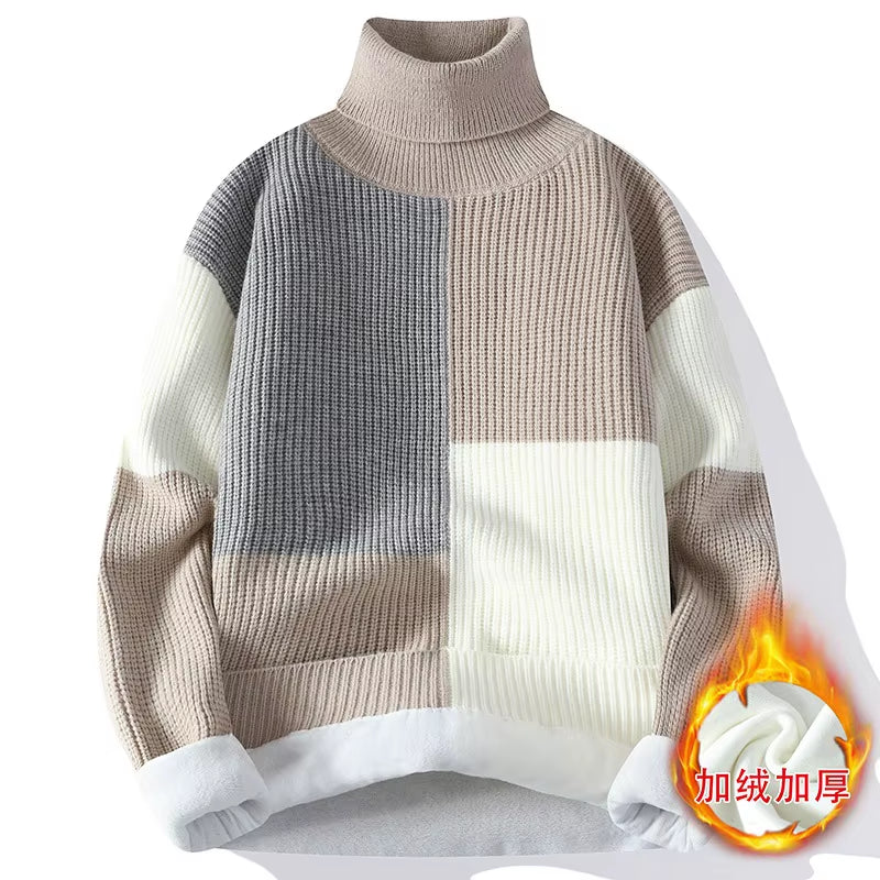 New Winter Men Fleece Warm Turtlenecks Sweaters Man Knitted Loose Casual Pullovers Good Quality Male Winter Sweaters Size 4XL