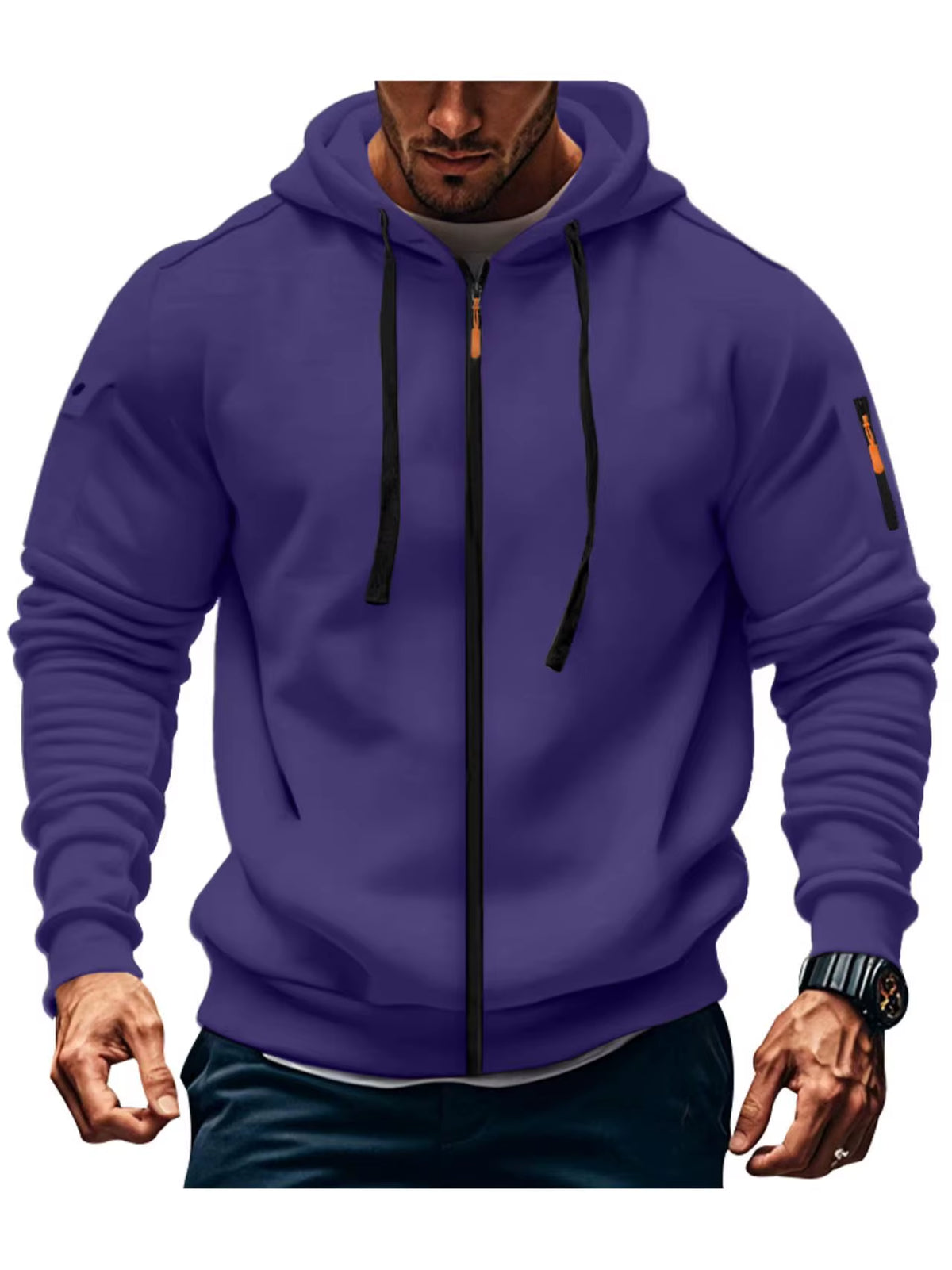 Men'S Autumn Winter New Hoodies Long Sleeve Sweatshirt Zipper Design Hooded Sweatshirt for Men Sportswear Slim Fit Casual Jacket