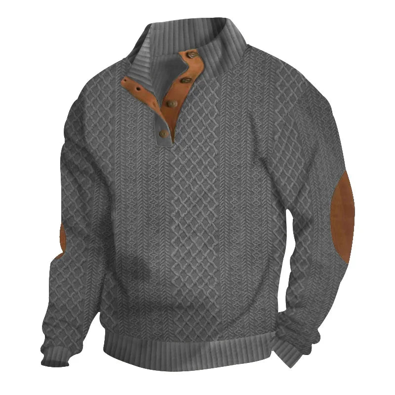 2026 Cross-Border Hot-Selling Autumn and Winter Men'S Casual Stand-Up Collar Long-Sleeved Jacquard Knitted Pullover Sweater