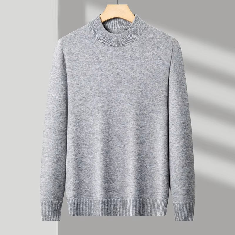 Half Turtleneck Knitwear Sweater New Autumn/Winter Mock Neck Sweatshirts Solid Color Pullovers Man Brand Casual Mens Clothing