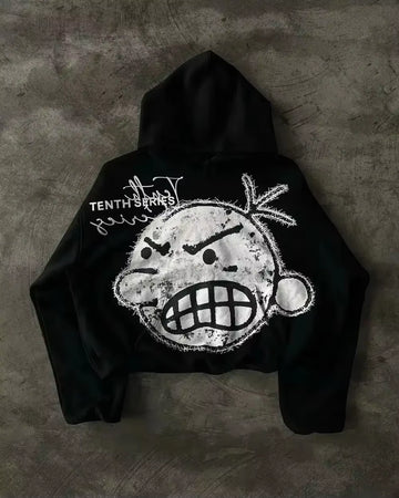 Y2K Retro Zipper Hoodies Women Harajuku Sexy Slim Fit Sweatshirt Autumn Skull Graphic Embroidery Hooded Jacket Gothic Clothing