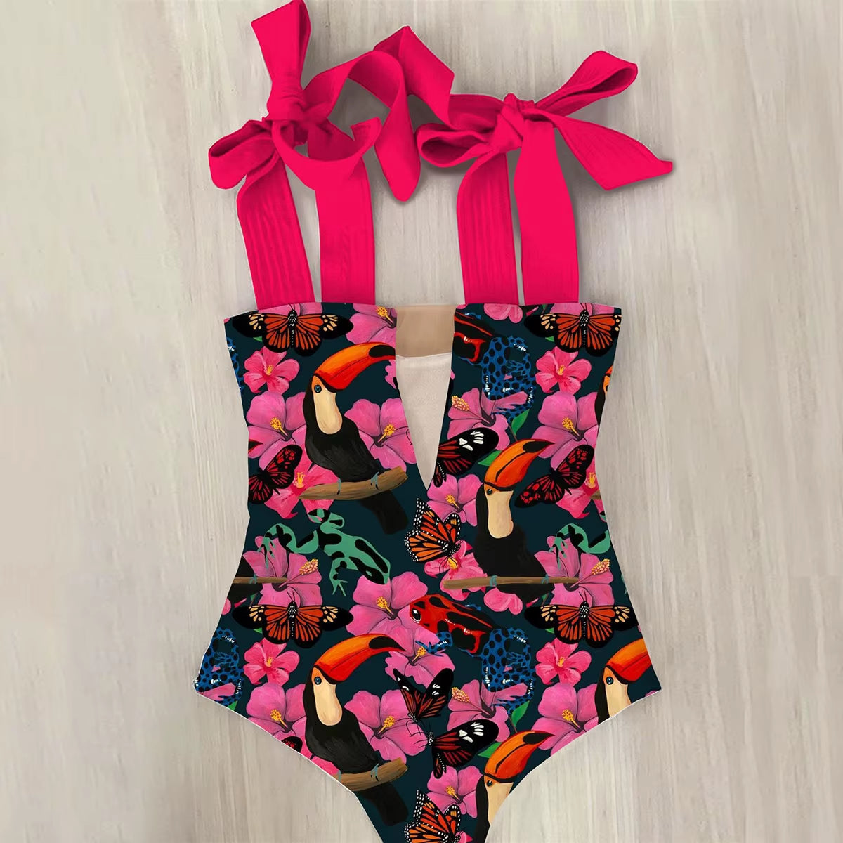 One Piece Swimsuit New Cute Swimwear Women Bow Swimwear Hollow Out Bathing Suit Back Crisscross Monokini Swim