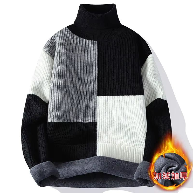 New Winter Men Fleece Warm Turtlenecks Sweaters Man Knitted Loose Casual Pullovers Good Quality Male Winter Sweaters Size 4XL