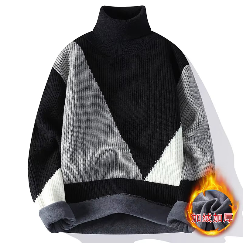 New Winter Men Fleece Warm Turtlenecks Sweaters Man Knitted Loose Casual Pullovers Good Quality Male Winter Sweaters Size 4XL