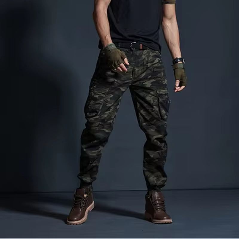 High Quality Khaki Casual Pants Men Tactical Joggers Camouflage Cargo Pants Multi-Pocket Fashions Black Army Trousers Work Wear