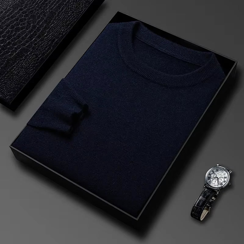 2025 New Men'S Casual Sweater round Neck Long Sleeve Knitted Sweater Diamond Pattern Fashion Versatile Top