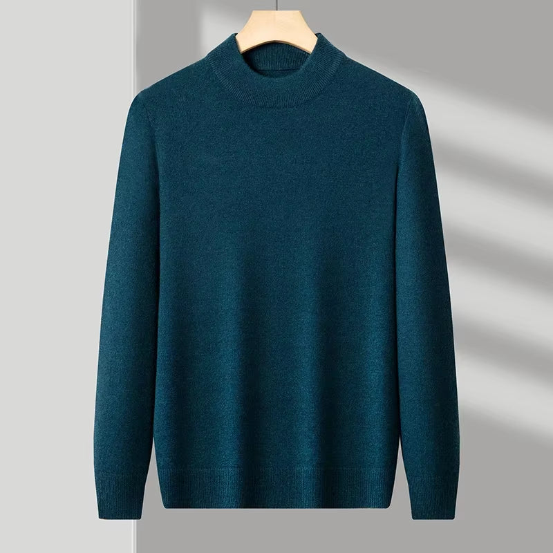 Half Turtleneck Knitwear Sweater New Autumn/Winter Mock Neck Sweatshirts Solid Color Pullovers Man Brand Casual Mens Clothing