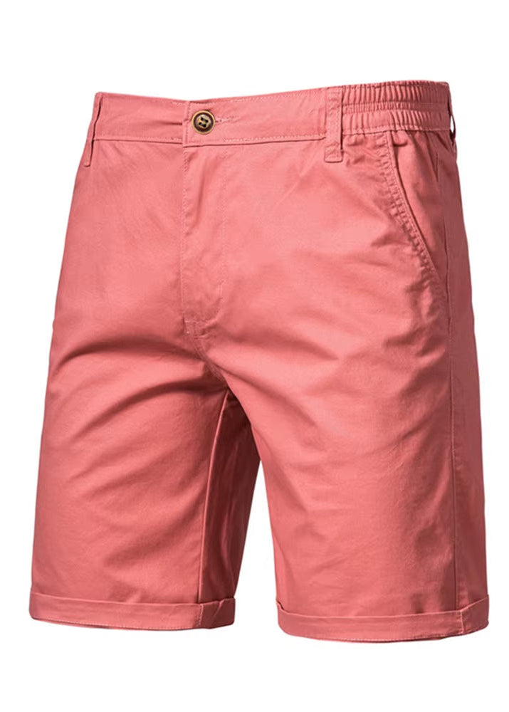 Summer 100% Cotton Solid Shorts Men High Quality Casual Business Social Elastic Waist Men Shorts 10 Colors Beach Shorts