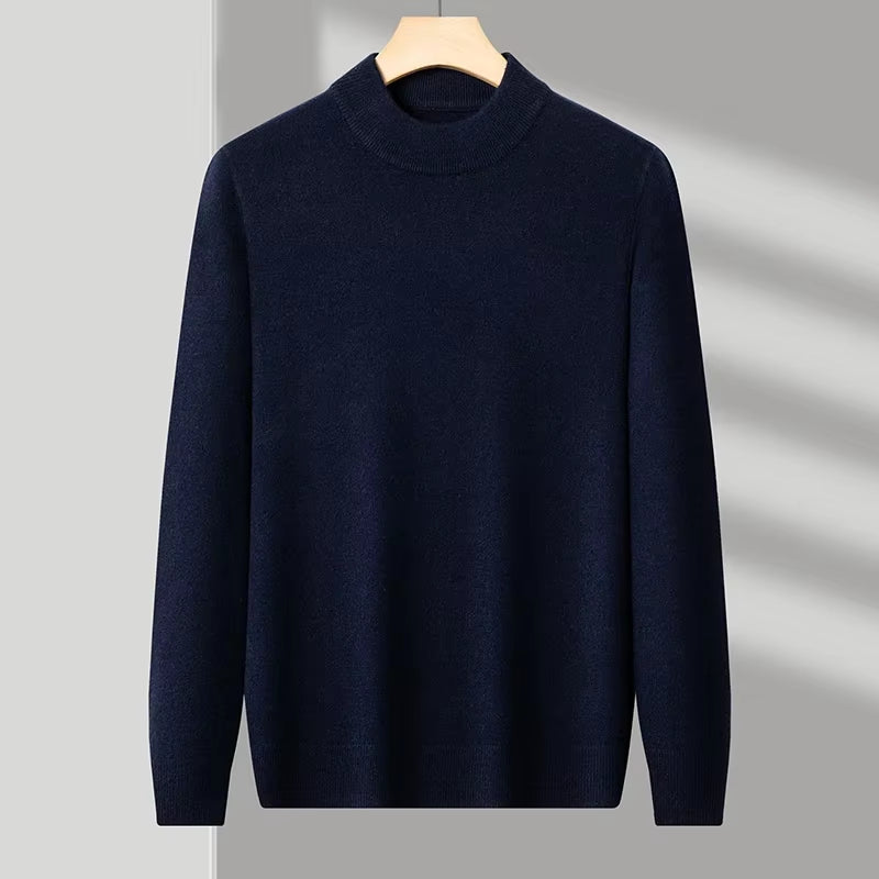 Half Turtleneck Knitwear Sweater New Autumn/Winter Mock Neck Sweatshirts Solid Color Pullovers Man Brand Casual Mens Clothing