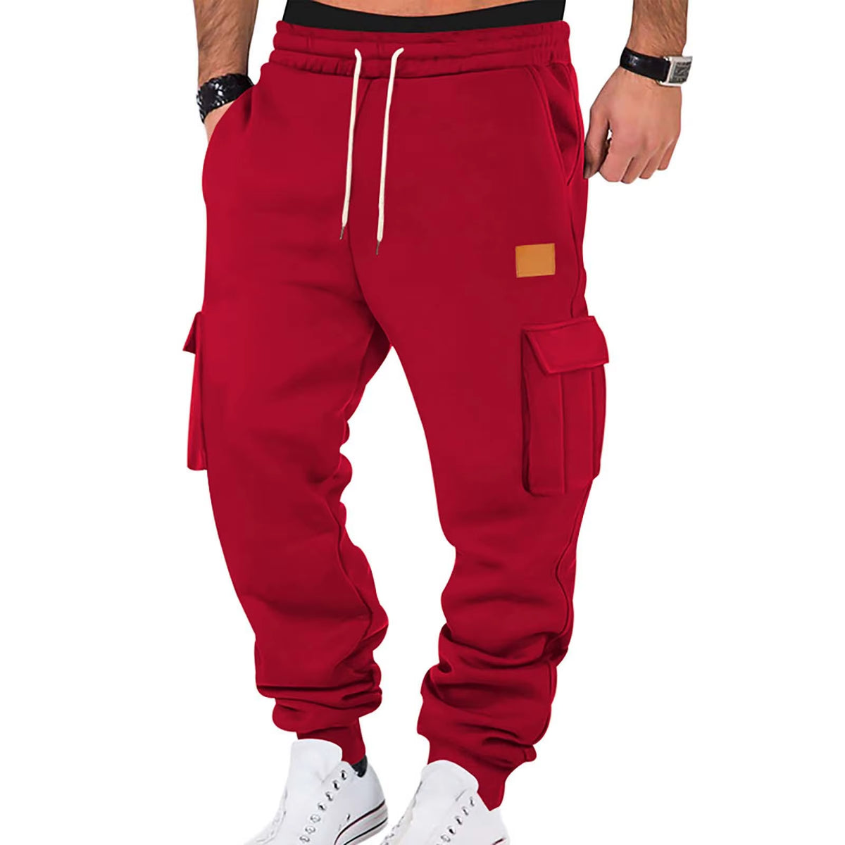 Men'S Cargo Pants 2025 New Casual Loose Autumn Winter Straight Baggy Pants Multi-Pockets Solid Color Pinting Sweatpants ﻿
