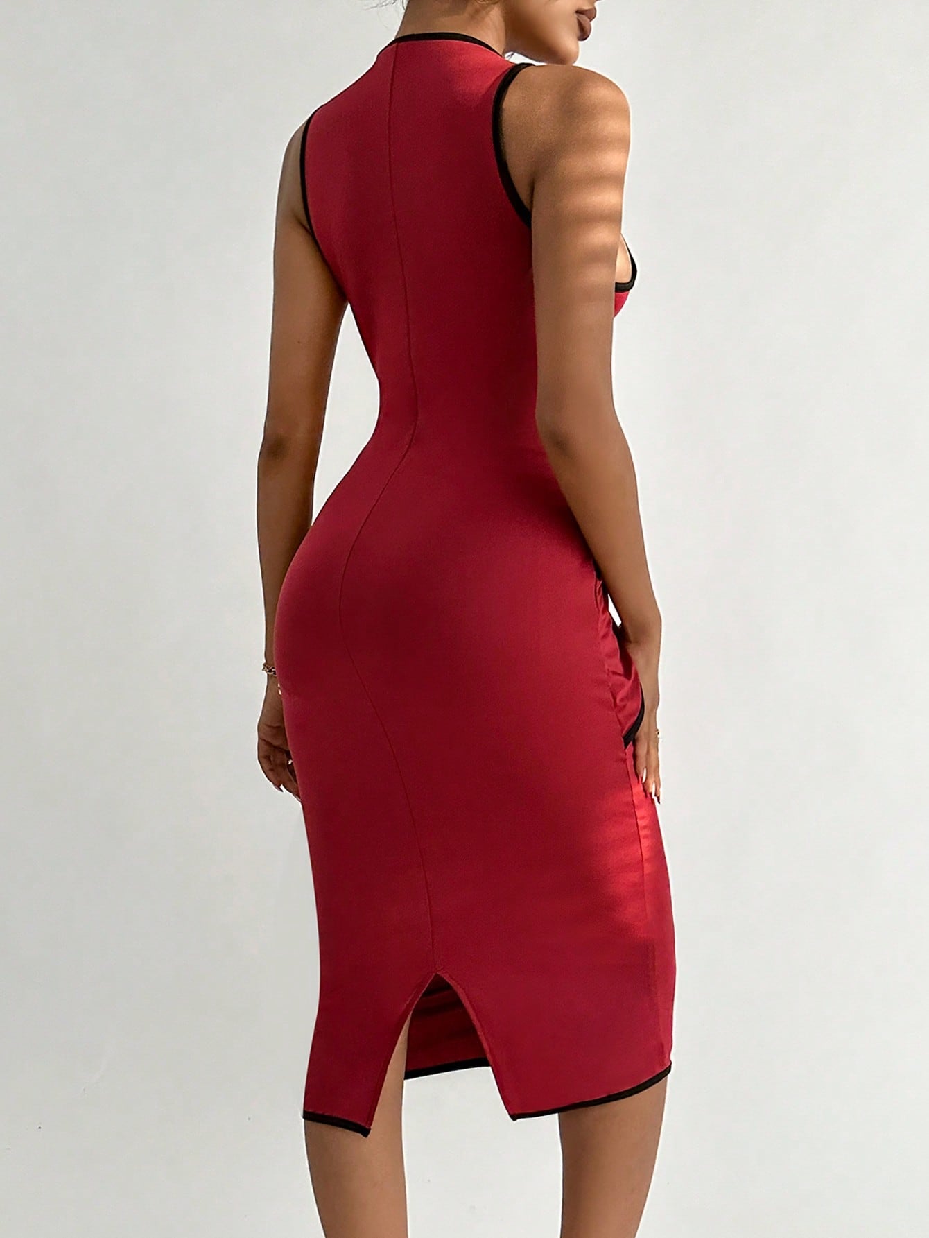 Priv Twist Front Contrast Binding Tank Dress