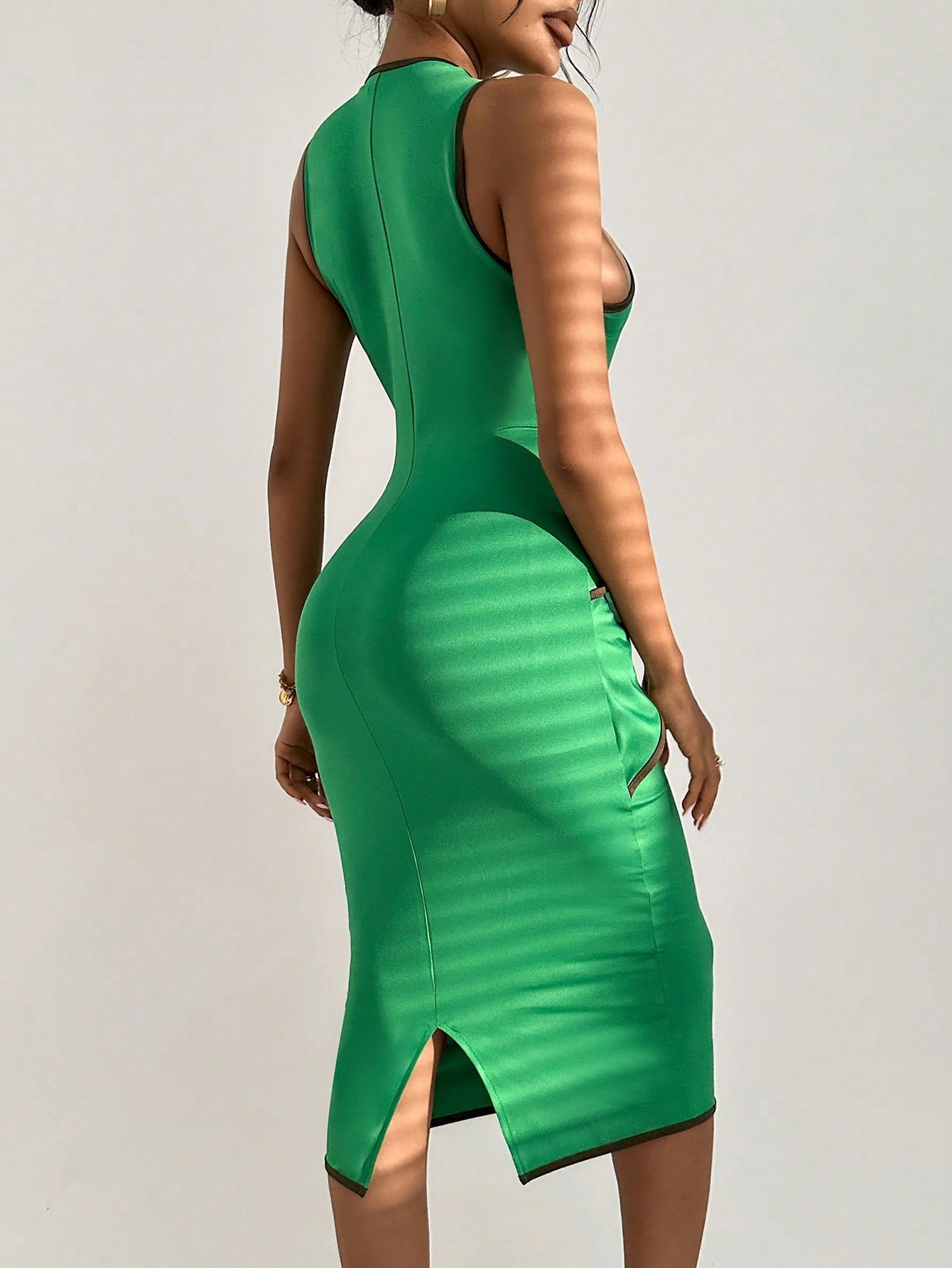 Priv Twist Front Contrast Binding Tank Dress